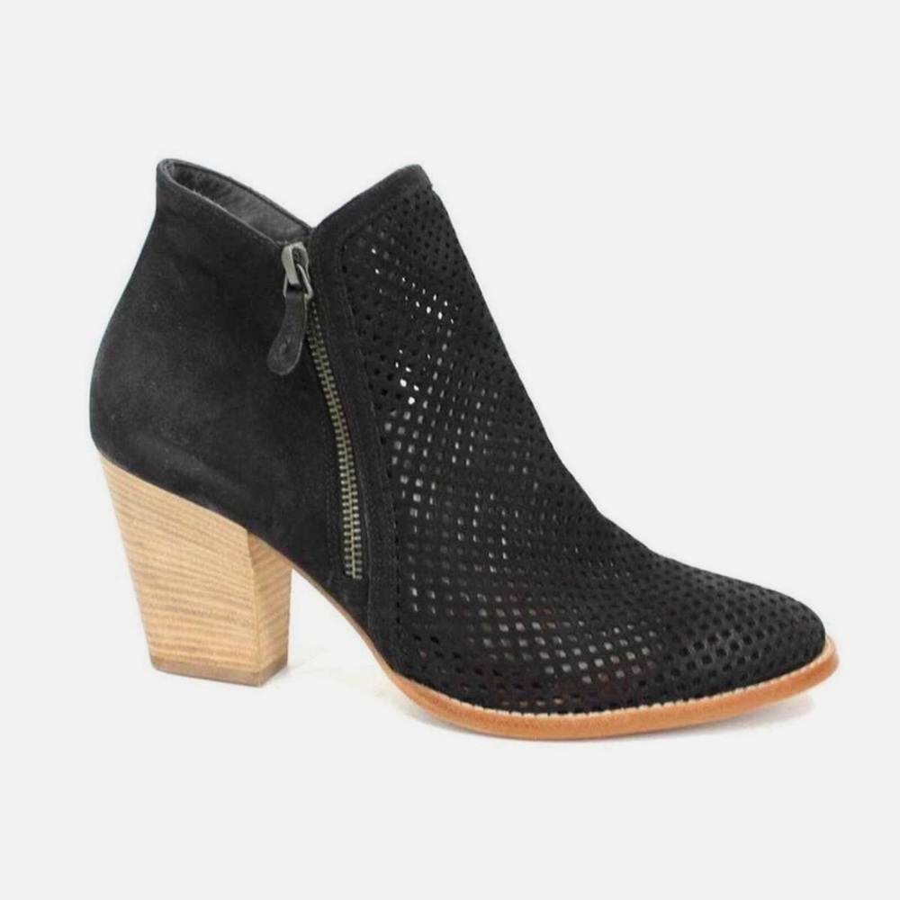 Paul Green Black Perforated Ankle Booties